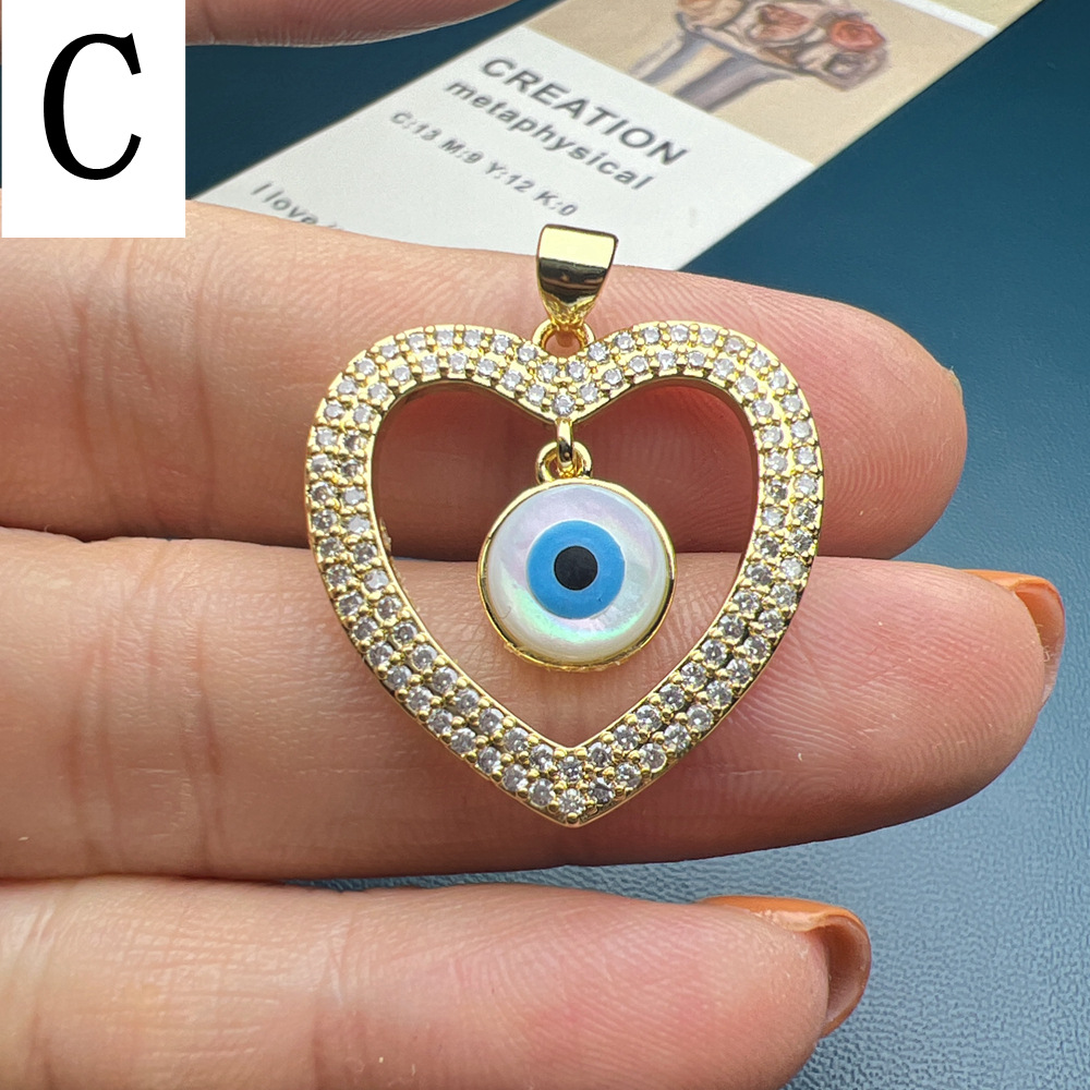 8g Weight Pendant Jewelry Making Type Shell, Zircon Inlay Material DIY Jewelry Accessories Classification 1 Piece Quantity Copper Material Eye Pattern Plating Design Simple Style Style 1 Piece Copper Shell Zircon Eye Pendant 4