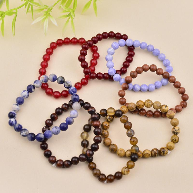 Factory Customized Cross-Border Hot Selling Colorfulful Stone Beaded Ball Bracelet Ethnic Style Versatile Couple Friendship Bracelet