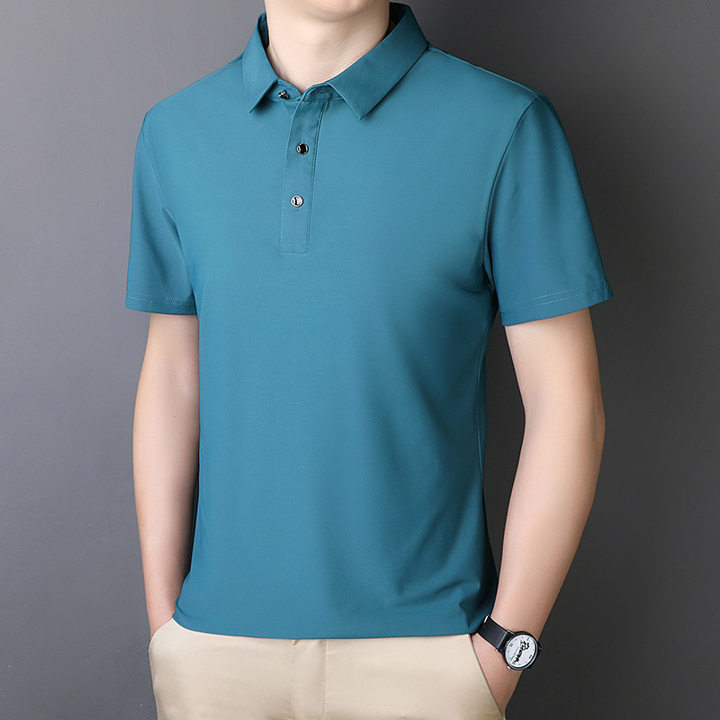 Verano delgado camisa de polo camisa de hombre de manga corta suelta de negocios casual camiseta de solapa chaqueta de hombre image 10