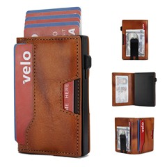 Amazon 多機能アルミ合金カードホルダーカーボンファイバー盗難防止ブラシウォレット RFID ブロッキング本革メンズ財布