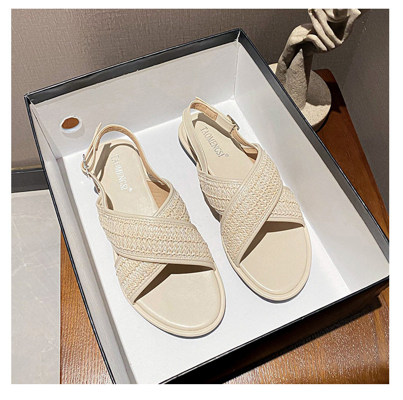 Dép sandal nữ quai chéo mũi tròn hở ngón đế dày phối màu, đế cao 3 cm — Màu Mơ (Dép lê), Màu Mơ (dép), Màu nâu (dép), Màu đen (dép) chi tiết 51