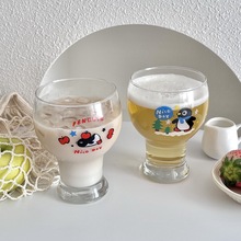 高颜值网红杯啤酒杯家用玻璃杯企鹅家用精酿啤酒个性创意酒杯小麦