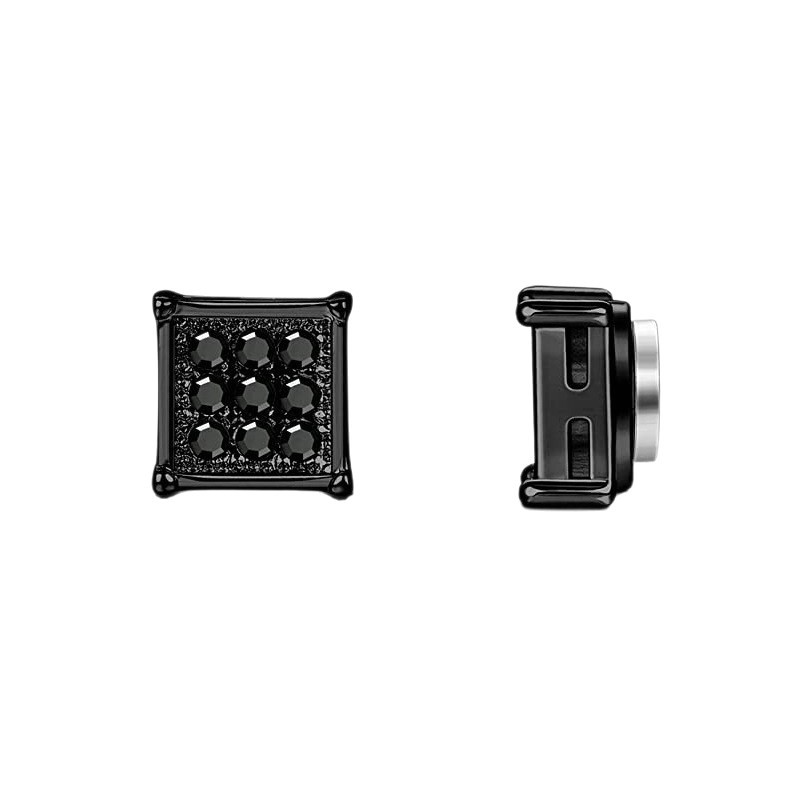 Magnetic Clip On Earrings For Men And Women Non Pierced Stainless Steel With 9 Diamonds Style Jewelry Accessory_voghion.com