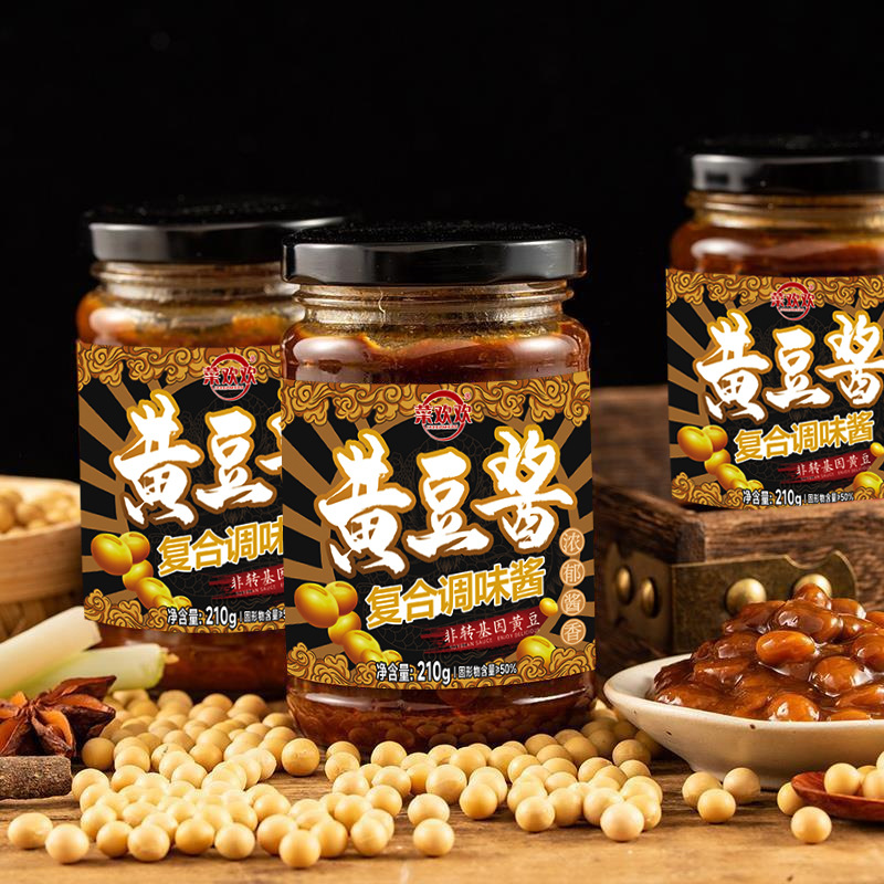 一件代发菜欢欢黄豆酱210g瓶装蘸酱料东北大酱拌饭拌面酱炒菜调料
