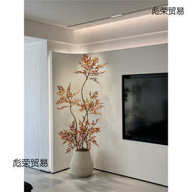 红色南天竹仿真绿植高端轻奢假花电视墙摆件客厅装饰落地大型盆栽