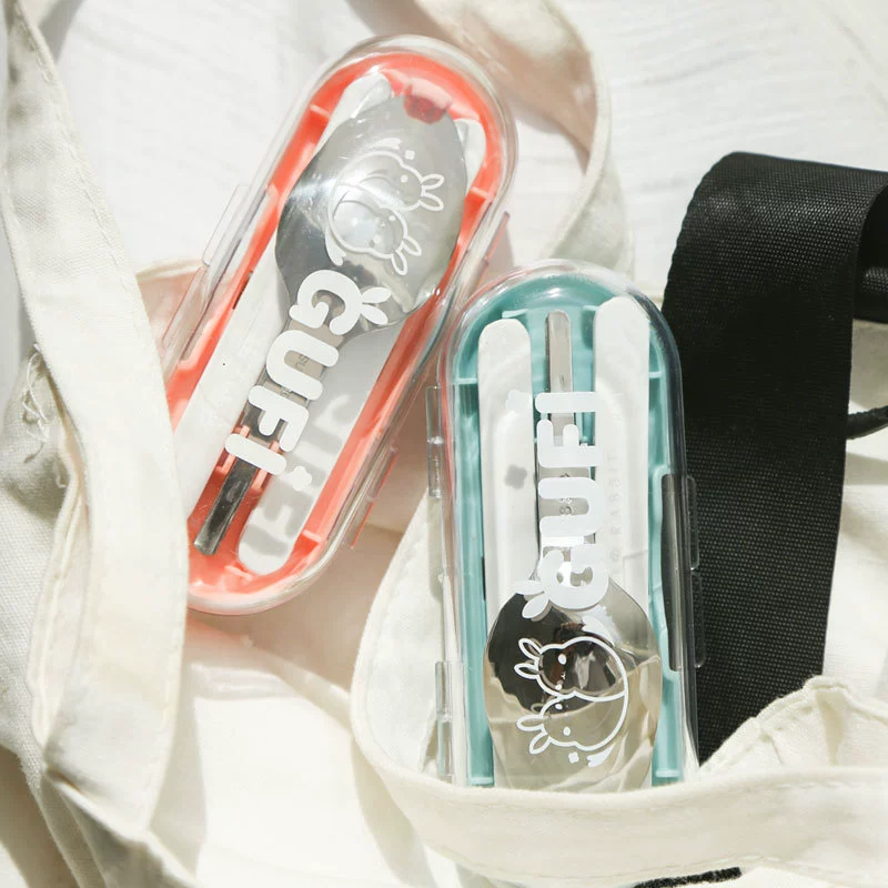 Набор из трех ложек, складные дорожные палочки для еды из нержавеющей стали 304, портативные мини-столовые приборы с выдвижным механизмом для хранения.