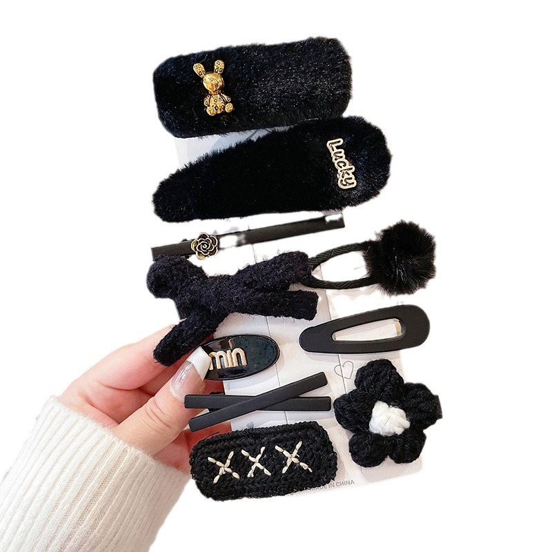 El otoño y el Invierno de felpa horquilla lateral femenina frente flequillos de pelo roto clip tocado Internet celebridad Nueva elegante BB clip accesorios para el cabello