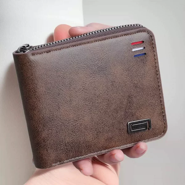 Men's short wallet 2026 new model solid color simple design for young people 70% off multifunctional student zipper coin purse
