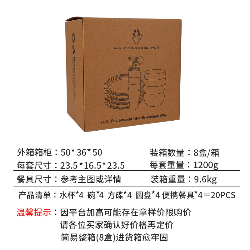 Cross-border Amazon USA Stationery Plastic Bowls Plates Cups Spoons Forks Knife Set 32-piece Gift Kit