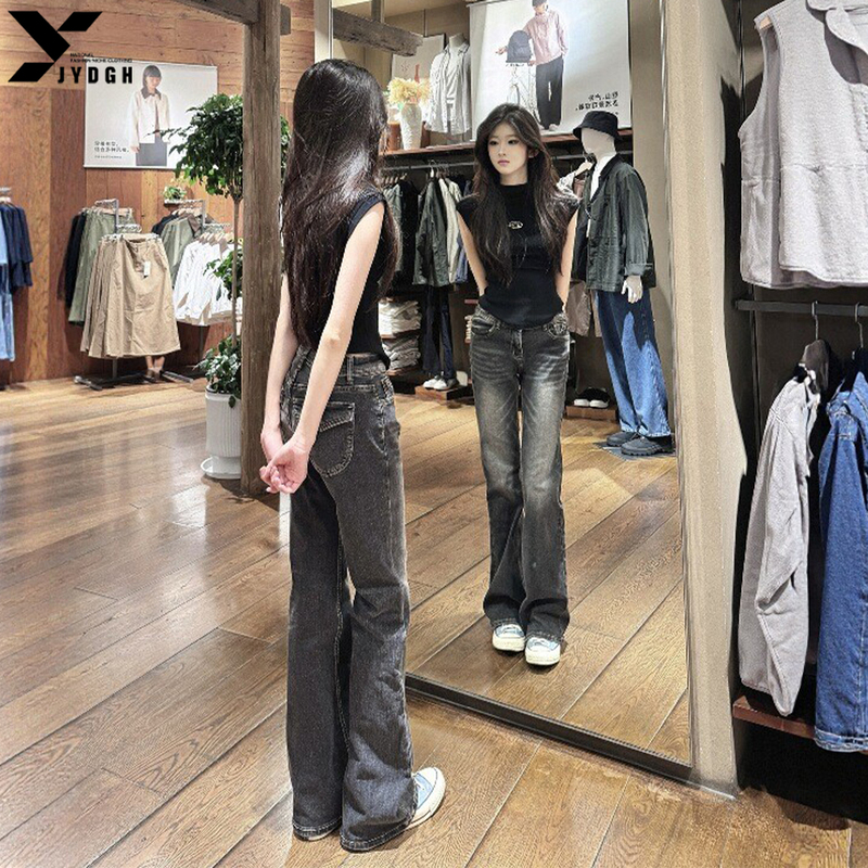 Black Flared Jeans for Women, Spring/Summer 2026 New Low-Waist Slim Straight Flare Pants, Slimming Pants for Women