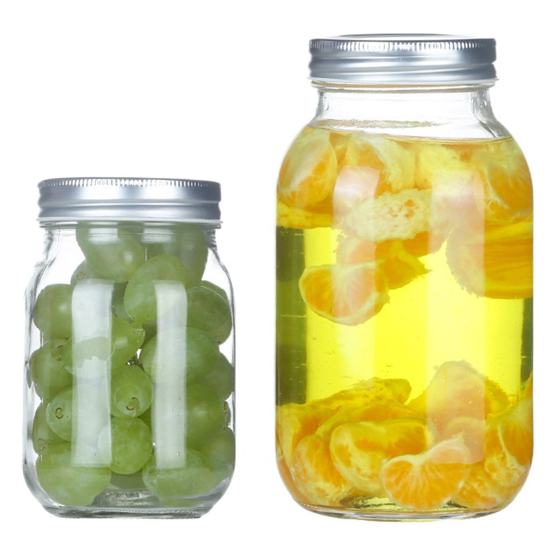 スクエアガラス瓶透明ガラス味噌汁瓶メイソン缶密封厚い貯蔵缶蜂蜜ジャム瓶卸売り