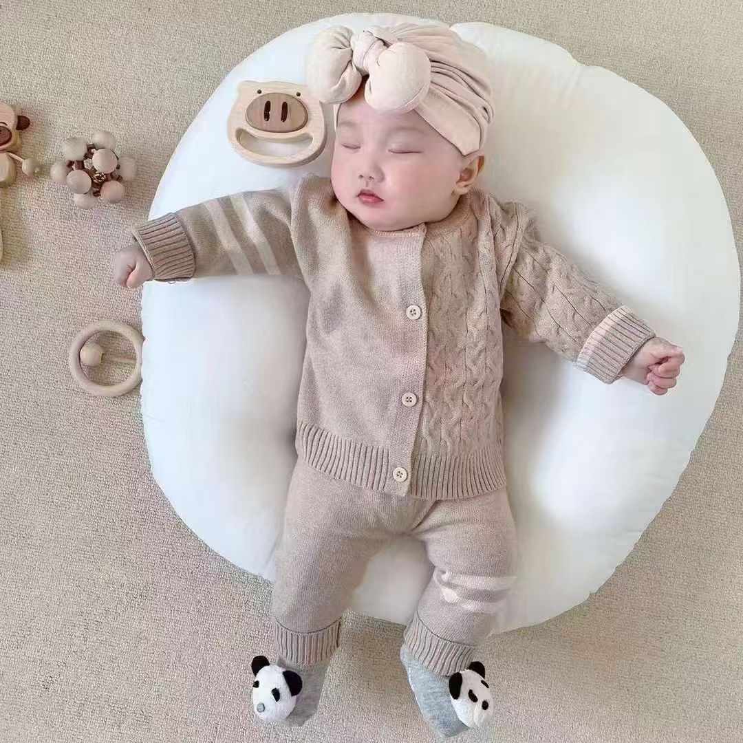 2025年新款婴儿长袖开衫套装 毛衣针织衫婴幼儿毛衣外套 直播供货
