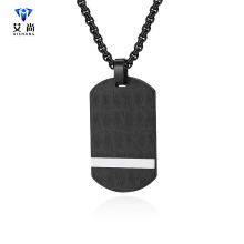 原创欧美大马士军牌革纹不锈钢潮流男士钛钢吊坠嘻哈单坠服饰项链