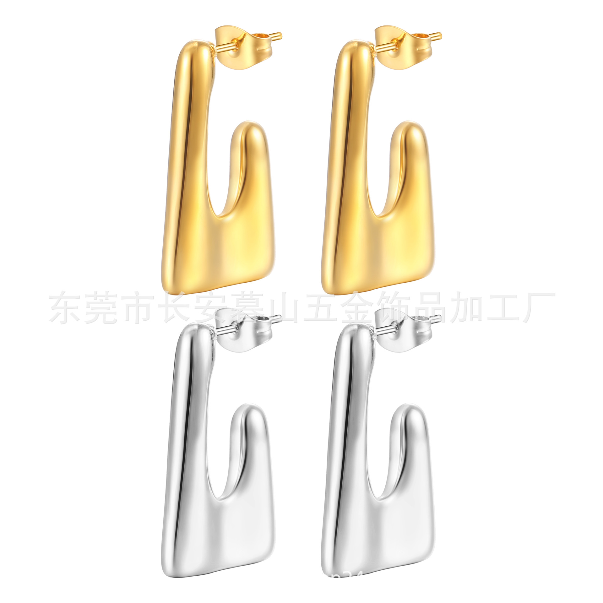 INS europeos y americanos irregulares de las Mujeres 18K de oro pendientes de acero inoxidable nicho de diseño gancho de acero de titanio de la joyería del oído