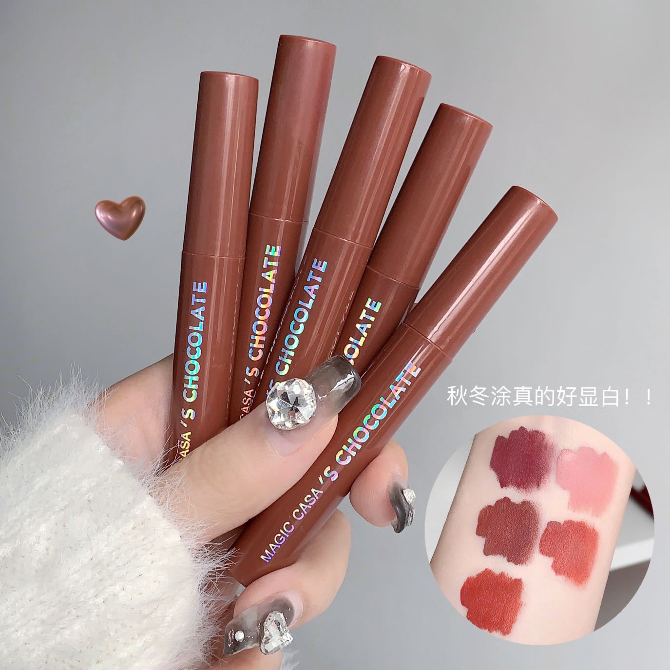 Cross-border MAGIC CASA Chocolate Five-Lip Gloss Set with matte finish Item Picture