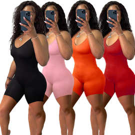 DY6655欧美跨境女装亚马逊速卖通Wish性感吊带修身连体裤 一体裤