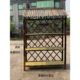 竹货架竹制品农家乐土特产货架竹架饰品展示架带屋顶复古架子饭店