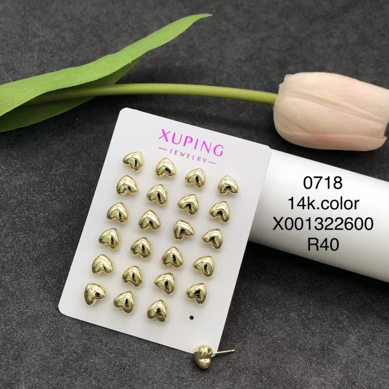 14K color Xuping joyería geometría estrella de amor auriculares de zircón ligero de lujo nicho sensación de mujer