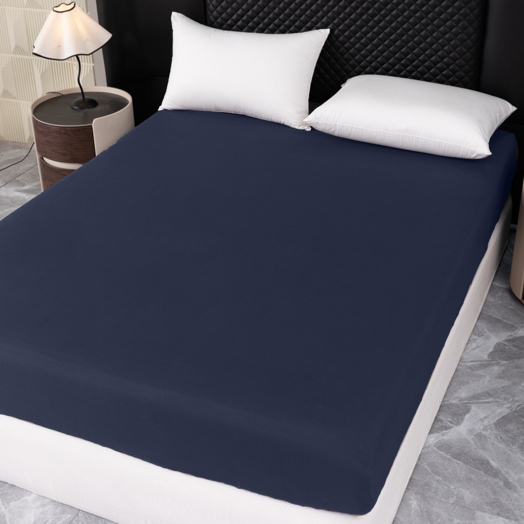 Foreign Trade Cross-Border Amazon Brushed Bed Sheet Pure Color Mattress Protector Non-Slip Washed Cotton Bed Cover Dust Cover Pillowcase