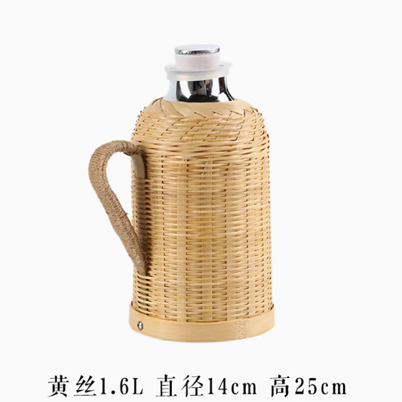 竹編み湯沸かし器家庭用手作り伝統紫竹編み花中国式レトロ茶室レストラン大容量保温ポット|undefined