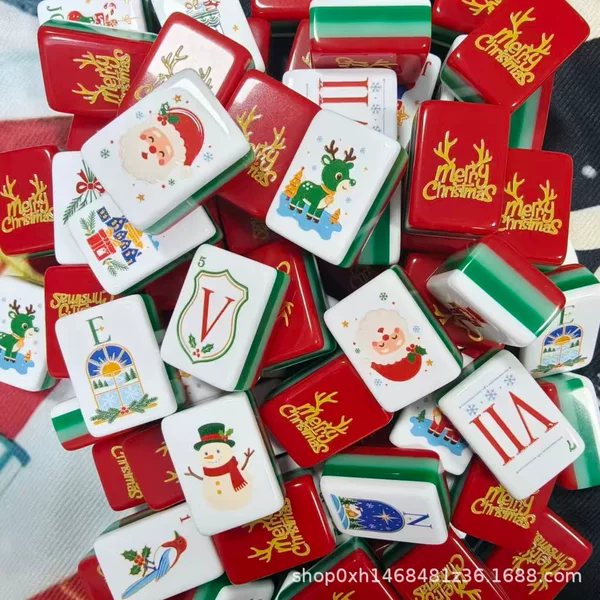 2026 New Red and Gold Christmas Theme American Mahjong Acrylic Mahjong Holiday Commemorative Edition Mahjong