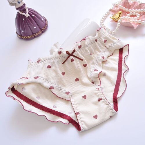 Japanese style small fresh pure cotton colored cotton pit strip cotton lotus leaf princess student triangle girl cute ladies underwear