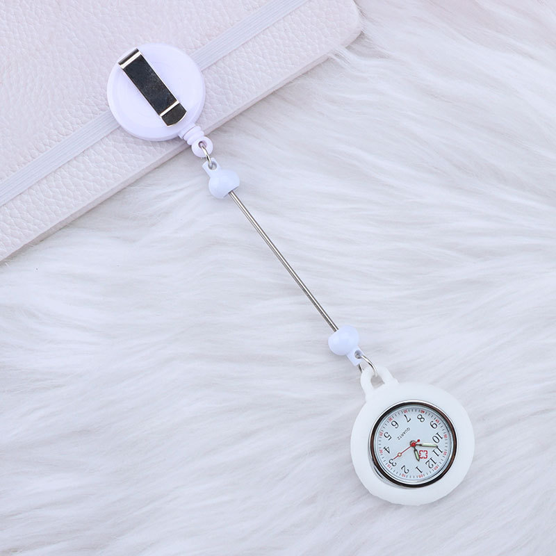 Reloj colgante de enfermera con cuentas de bricolaje, hebilla fácil de tirar, reloj colgante de prueba de cuero de cronógrafo con cordón de cuentas de marca, reloj de estudiante lindo creativo image 17