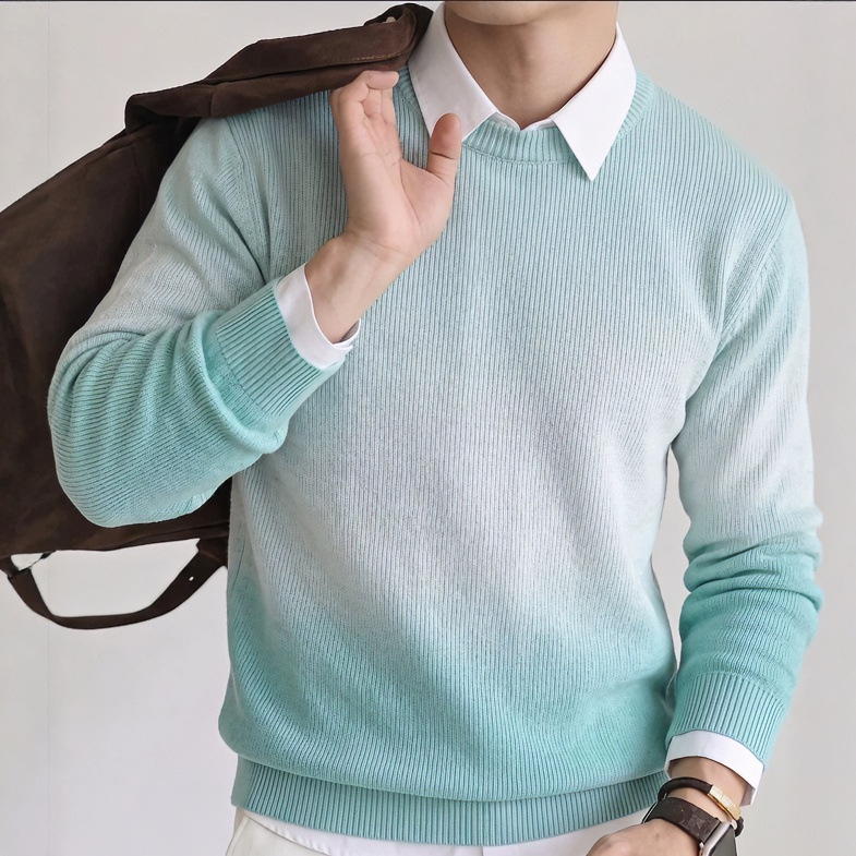 New casual business pullover knit polo shirt sweater plus size European size multi-color tie-dye old money style coat