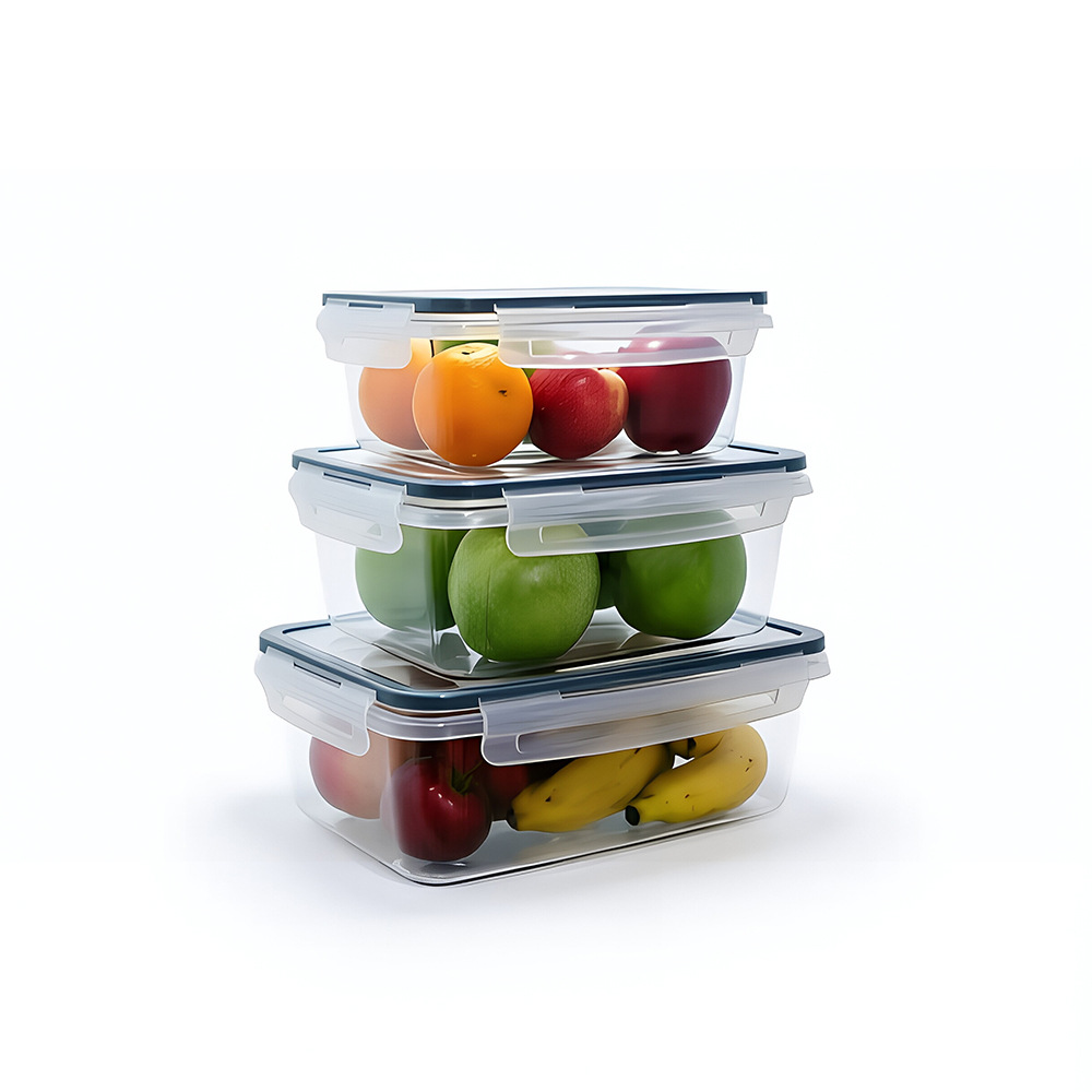 Refrigerador de cocina transfronteriza caja de preservación rectangular caja de almuerzo 6 juegos de alta capacidad sellada caja de almacenamiento de frutas de grado alimenticio