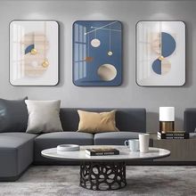 新款晶瓷圆角三联轻奢现代装饰壁画沙发背景墙有带框挂画北欧简约