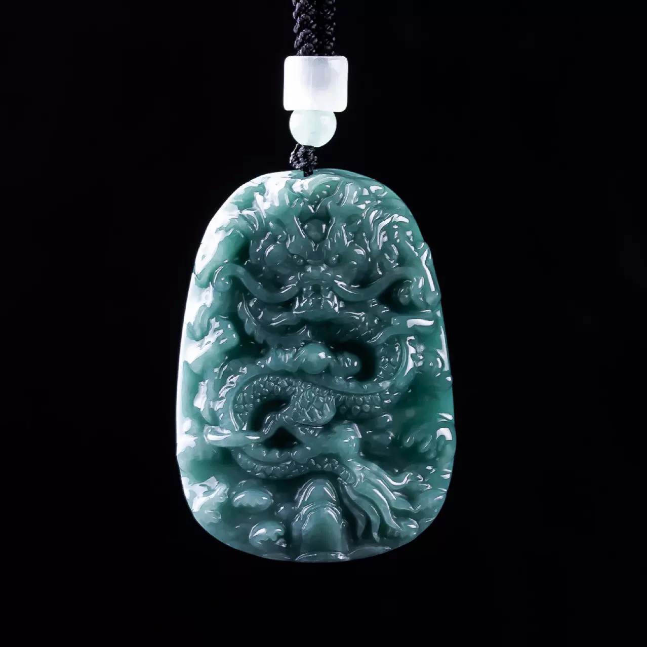 天然a货翡翠蓝水霸气龙王龙腾四海龙牌生肖龙吊坠冰种玉石男女款