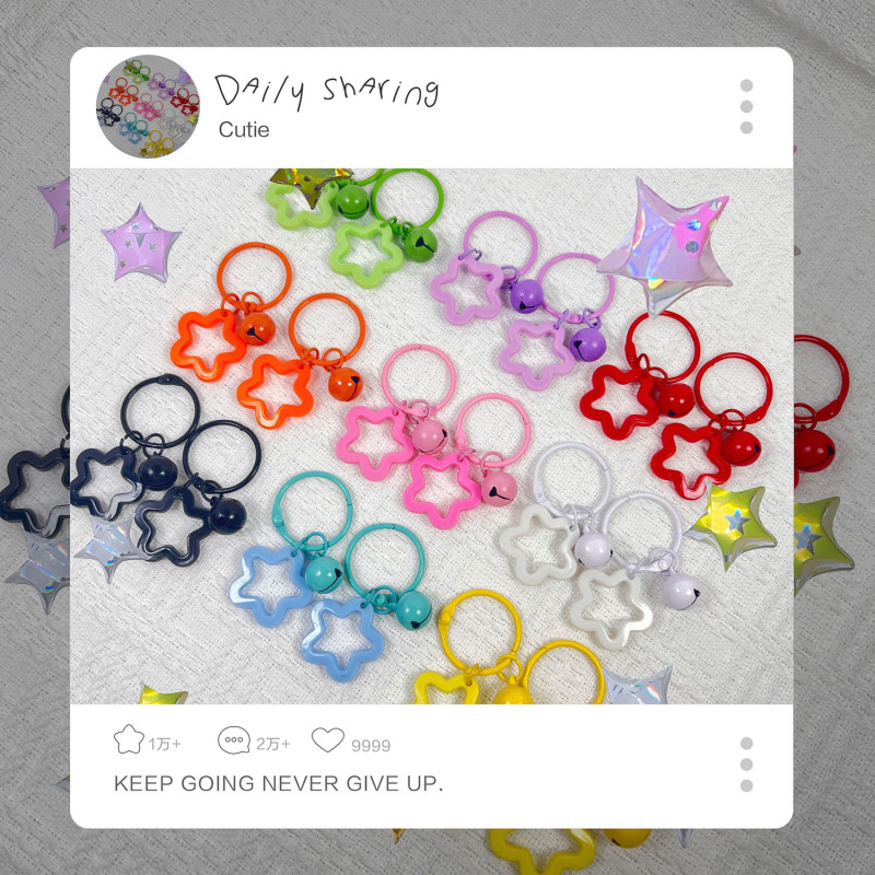 カラフルなアクリルスターキーホルダーリングかわいいベルスタースクールバッグロックバックルペンダントアクセサリーアクセサリー|undefined