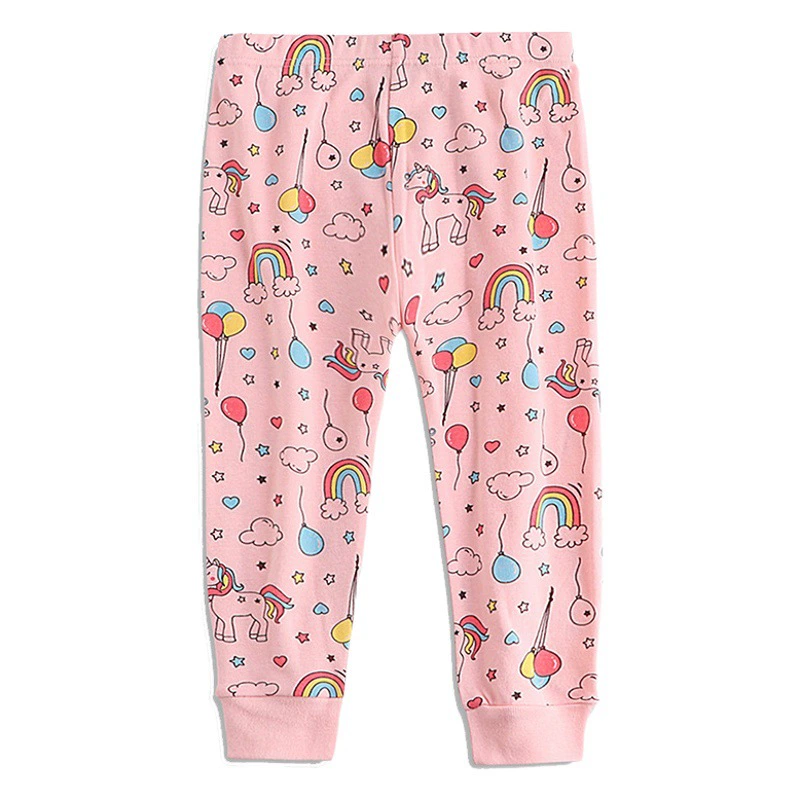 Детские брюки Весенние и осенние хлопчатобумажные мультяшные пижамы для девочек узкие мультяшные брюки