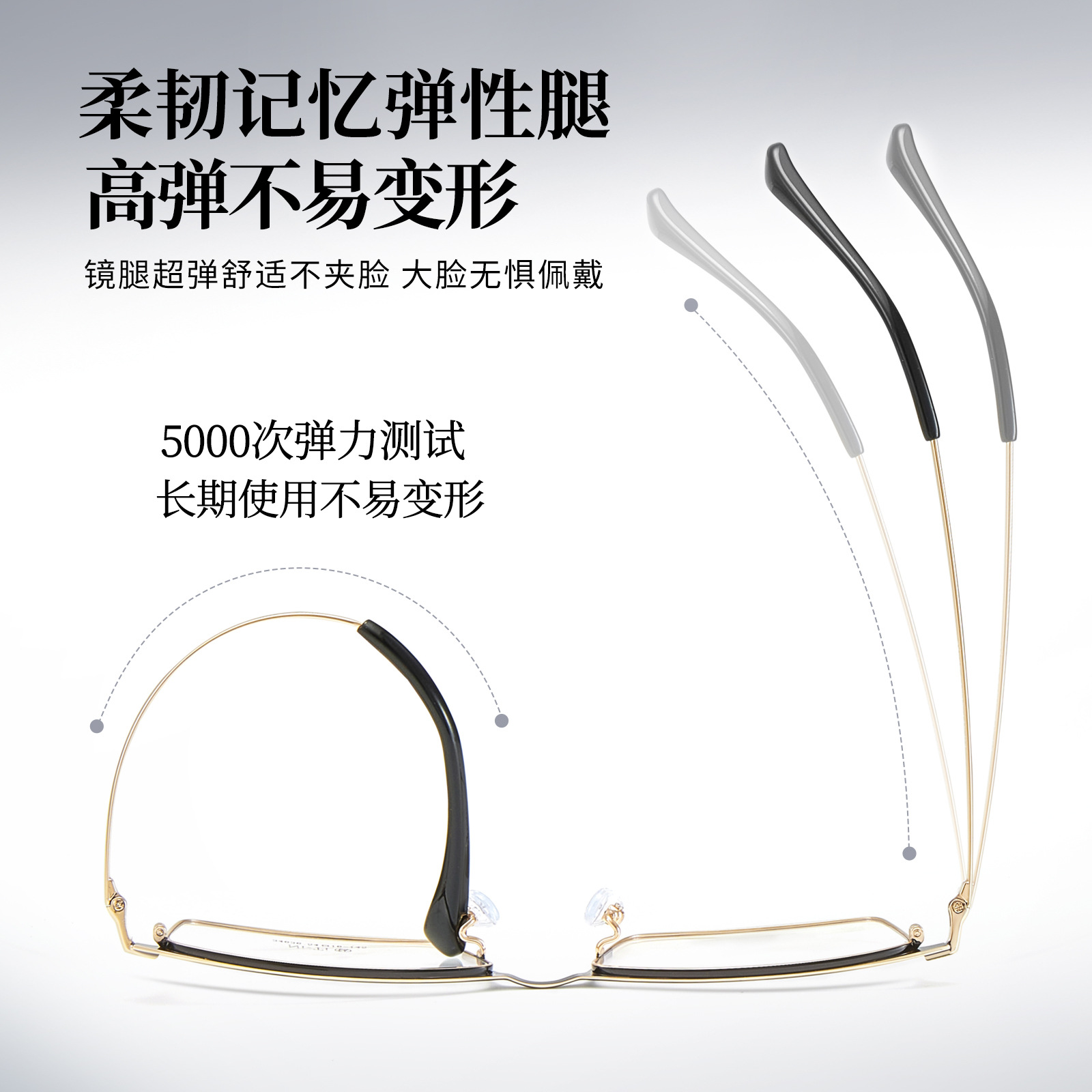 Marco completo clásico para hombres Ni titanio marco de gafas casuales IP de memoria galvanizado bicromático pierna anti-deformación Danyang gafas al por mayor