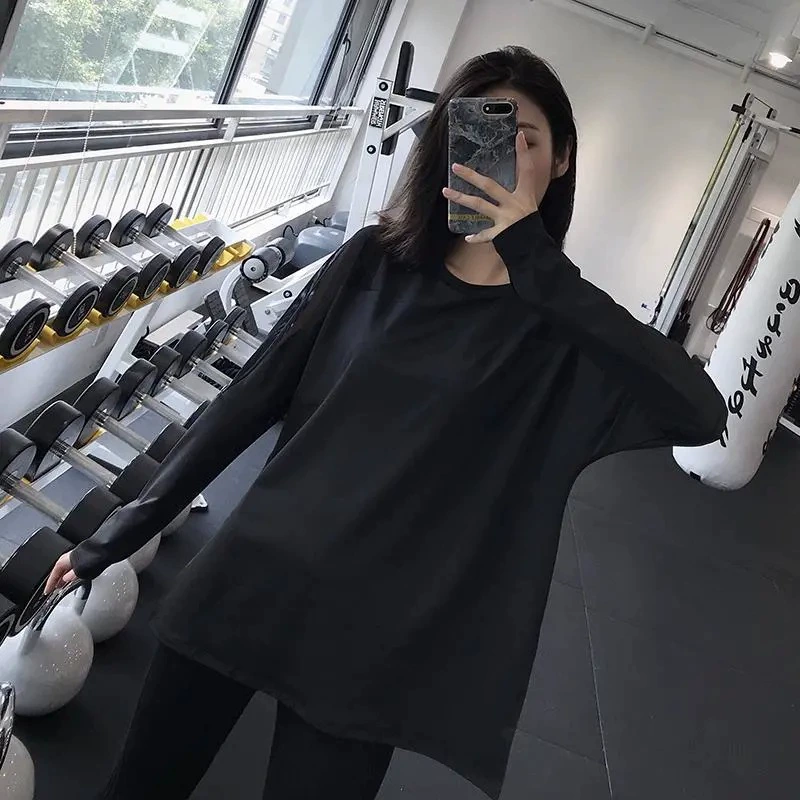 Повседневная одежда для йоги с длинными рукавами спортивный топ женский весенний и осенний свободный бег