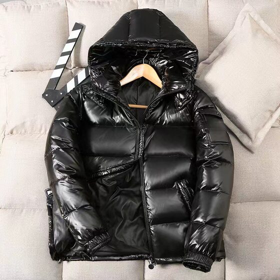 2022 Winter New Fashion Korean style couple's down jacket men's short outdoor glossy thickened hooded jacket