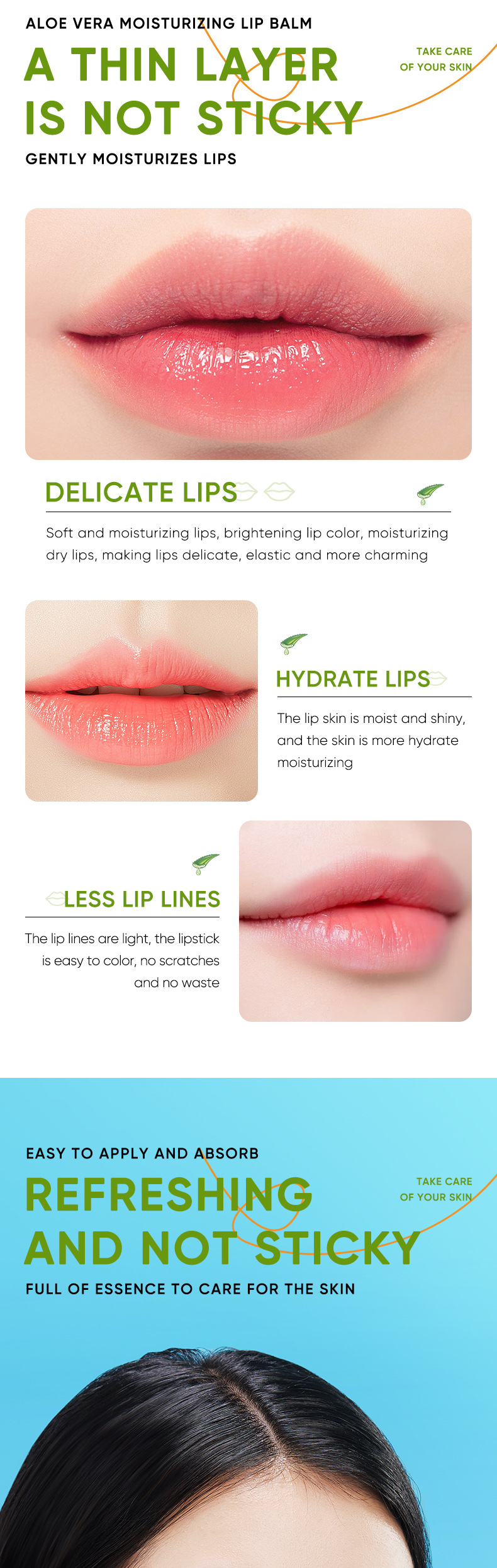 SADOER All Aloe lipstick Nourishing, Refreshing, Moisturizing and Repairing_voghion.com
