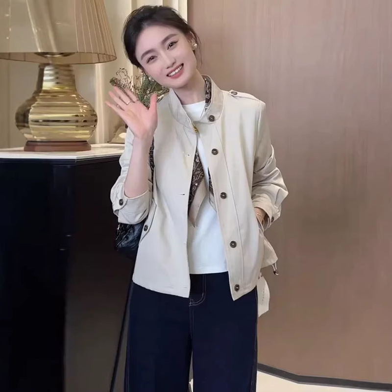 Spring and Summer Short Trench Coat for Petite Women 2026 New Style Spring and Autumn Short Elegant Fashion Jacket Slim Fit Top Plus Size