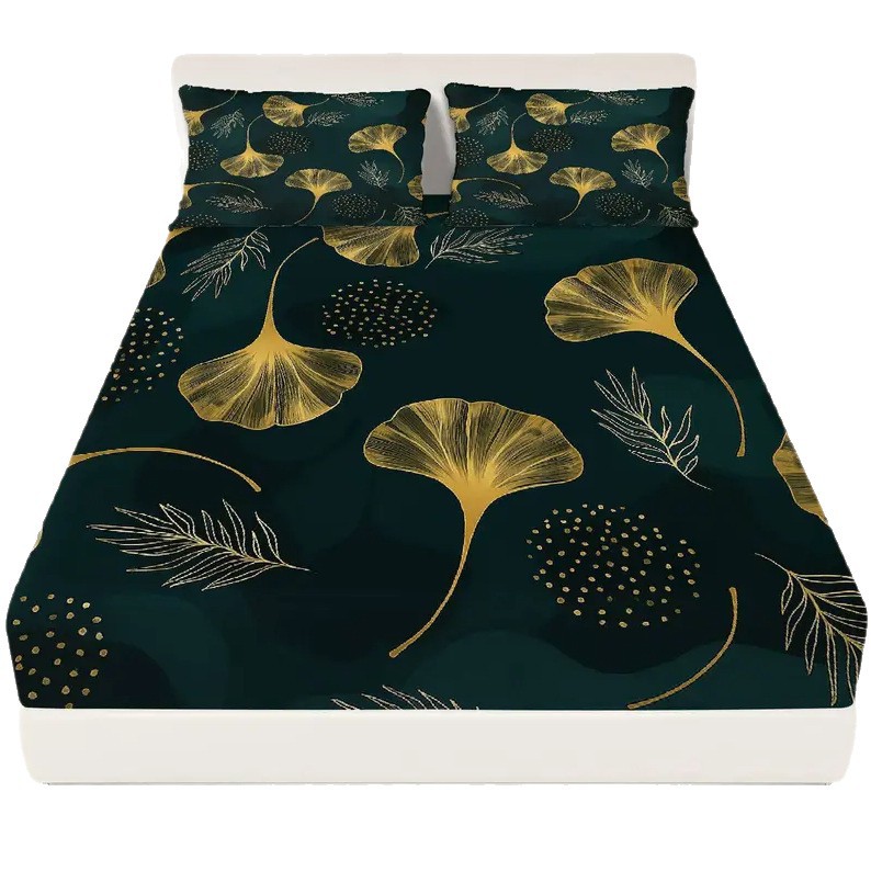 TEMU / JIT abrasión cama Kits Ginkgo impresión digital 3D fuente de ropa de cama fabricantes pueden fijar
