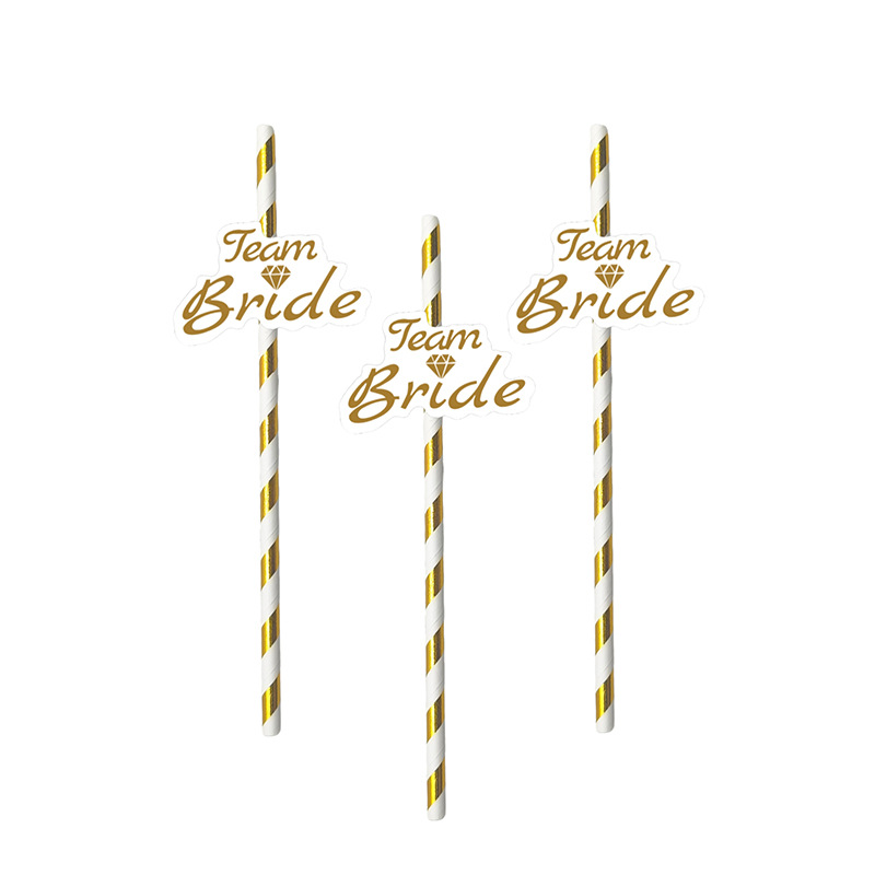 Equipo transfronterizo bride fiesta nupcial equipo nupcial papel de boda pajita postre cóctel decoración pajita