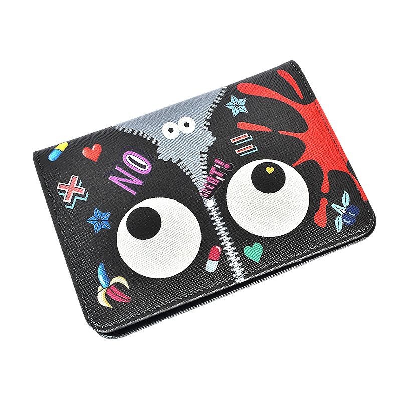 Bolso de pasaporte con estampado neutro de ojos grandes para hombres y mujeres, estuche para tarjetas, microfibra A157 #