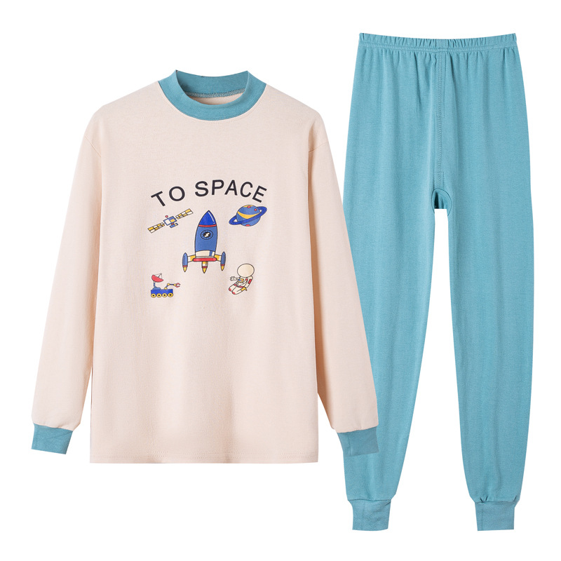 Ropa de otoño para jóvenes pantalones largos conjunto de algodón mediano y niños grandes ropa interior cálida para niños suéter de algodón suéter de los hombres pantalones de algodón