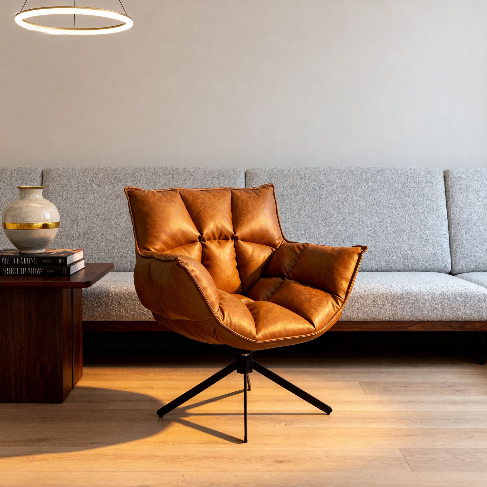 Popular Internet Celebrity Rotatable Technology Cloth Home Office Living Room Bedroom Lazy Leisure Chair Italian Single Sofa Chair