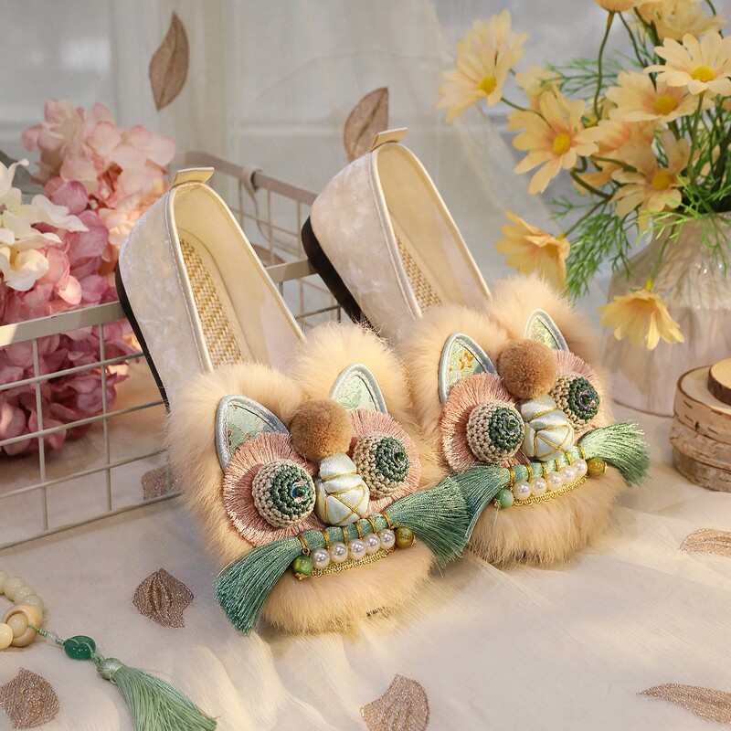 Tiger Head Shoes for Women, Adult Spring and Summer Soft-Soled Home and Outdoor Wear, Green Chinese Style Closed-Toe Half-Slippers, Traditional Handmade Cloth Shoes for Women Tiger Head Shoes for Women, Adult Spring and Summer Soft-Soled Home and Outdoor Wear, Green Chinese Style Closed-Toe Half-Slippers, Traditional Handmade Cloth Shoes for Women