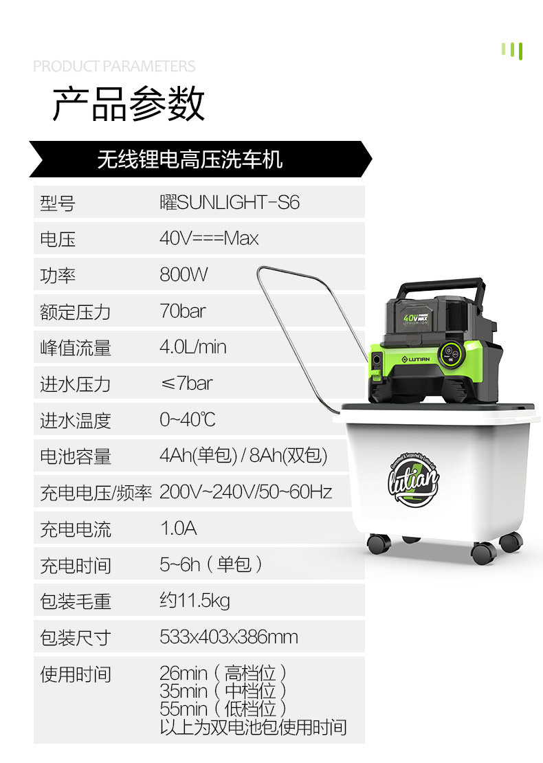 Greenfield Wireless Car Washer Yaoy S6 Home Rechargeable High-Pressure Water Gun Lithium Battery Car Washing Pump Cleaning Tool