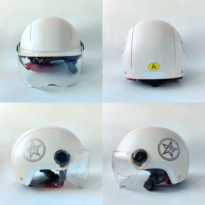 Golden Bell Helmet New National Standard 3C Certified Electric Vehicle Helmet Unisex Cycling Helmet Four Seasons Electric Scooter Half Helmet (Motosiklet kaskı (dəbilqə)) - pentagram-milk-tea-white