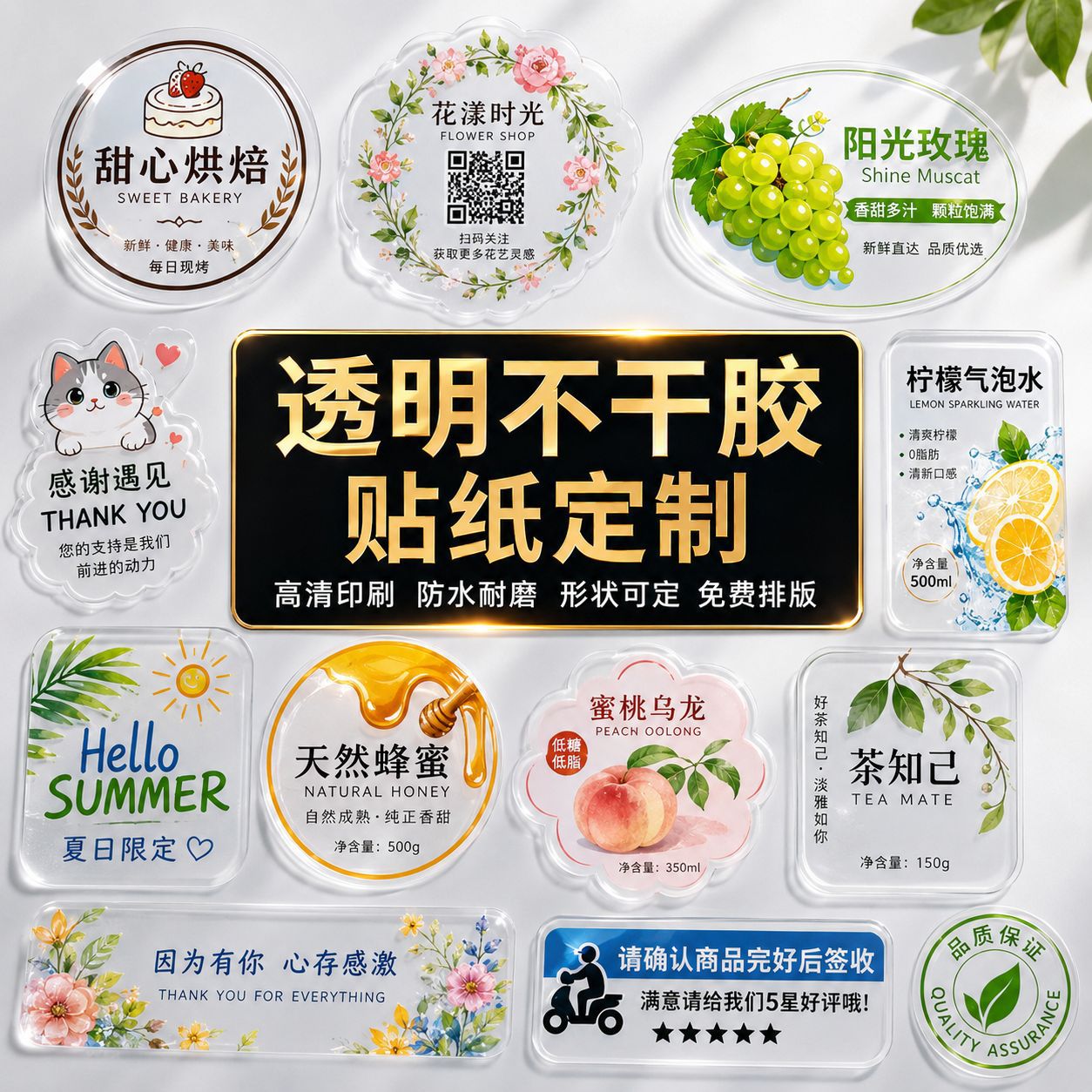 Customized Pvc Transparent Self-Adhesive Waterproof Die-Cut Cartoon Labels, Children's Reward Stickers, Decorative Stickers for Journals