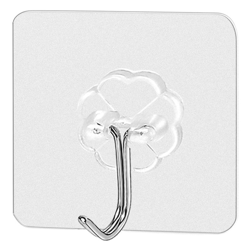 Transparent Traceless Hook A Row of Strong Adhesive Hook Magic Punch-Free Plastic Hook Strong Hook Nail-Free Adhesive Factory