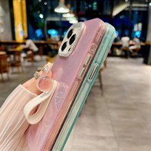 一件代发ins高颜值轻奢锡纸壳水珠指环扣iPhone16pro苹果14手机壳