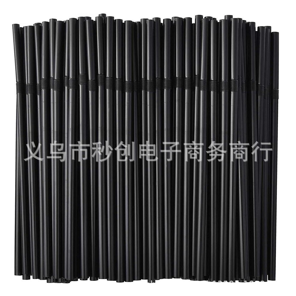 Cocktail decorative straw disposable black plastic straw 6*210mm beverage juice coffee elbow straw